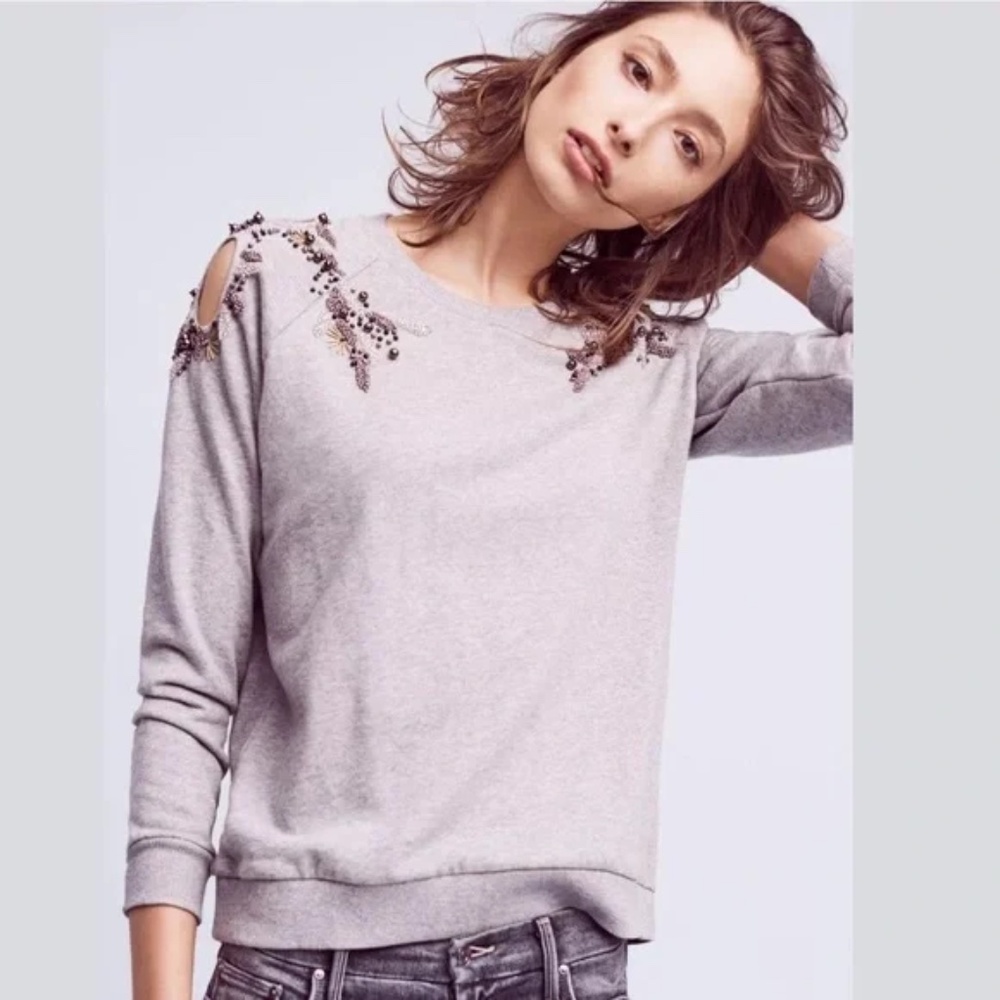 Anthropologie Beaded  Sweatshirt XS/S